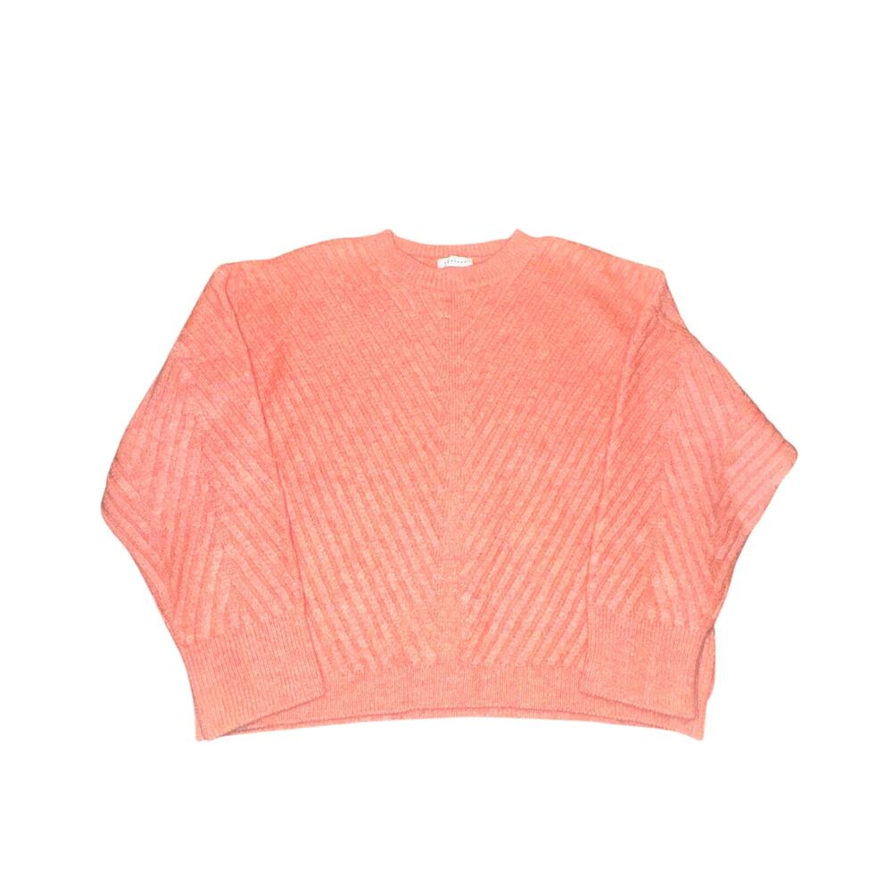 Topshop Ribbed Knit Sweater Women's Size M Salmon Pink Crewneck Pullover